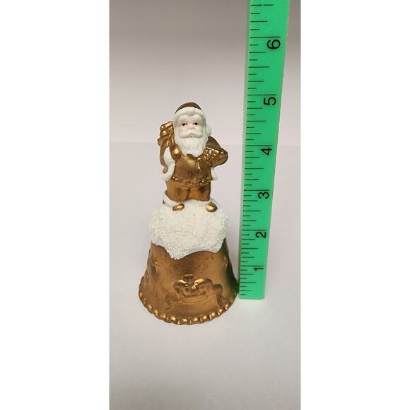 Vintage World Bazaars Inc. Holiday Collection Gold Suited Porcelain Santa Bell - Picture 3 of 10